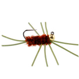 Pat's Rubber Legs Tungsten Jig Brown Euro Nymph 12 Flies Size 10