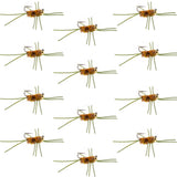 Barbless Pat's Rubber Legs Tungsten Bead Jigged Coffee/Tan Euro Nymph  - Set of 12 Flies Hook Size 10