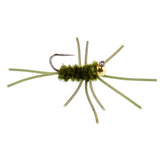 Pat's Rubber Legs Tungsten Jig Dark Olive Euro Nymph 12 Flies Size 10