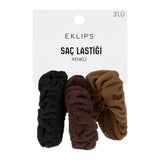 Eklips Black Gradient Elastic Hair Ties for Secure Hold 3-Pack