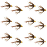 Soft Hackle Bead Head Pheasant Tail Nymph Fly - 12 Flies Size 18