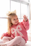 Applique Floral Bow Crewneck Sweatshirt