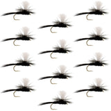 Parachute Black Gnat Classic Dry Fly - 12 Flies Size 12