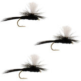 3 Pack Parachute Black Gnat Classic Dry Fly - Size 16