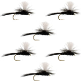 Parachute Black Gnat Classic Dry Fly - 6 Flies Size 12