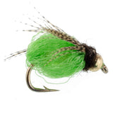 3 Pack Bead Head LaFontaine Bright Green Deep Sparkle Caddis Pupa - Hook Size 16