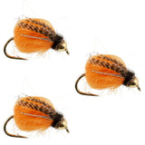 3 Pack Bead Head LaFontaine Deep Sparkle October Caddis Pupa - Size 10