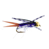 3 Pack Bead Head Purple Batman Rubber Legs Nymph Fly - Hook Size 16