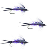 3 Pack Double Bead Purple Psycho Prince Nymph Fly - Size 8