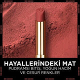 L'Oreal Paris Color Riche Colors of Worth Nude Audacious Lipstick: Volumizing Matte Finish with Hyaluronic Acid, Long-Lasting Nude Shade