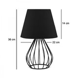 Homing Metal Table Lamp with Fabric Shade, E27 Socket, Adjustable Cord - LED Compatible