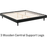 Queen size Mid-Century Modern Platform Bed Frame in Black Wood Finish