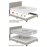 Queen size Gold Metal Canopy Bed with Upholstered Button-Tufted Headboard