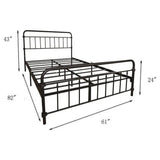 Queen Classic Farmhouse Black Metal Bed Frame with Rounded Headboard Footboard