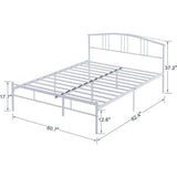 Queen size White Metal Platform Bed Frame with Arched Headboard