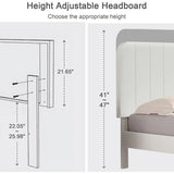 Queen size White Upholstered Platform Bed Frame with Headboard