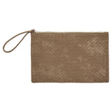 Eklips Beige Knit Pattern Reflective Clutch Bag