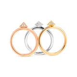 14K Tri Color Gold 1/3 Cttw Diamond Pyramid Stackable Band Ring Set (G-H Color, SI1-SI2 Clarity) - Size 7
