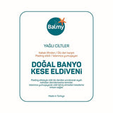 Balmy Exfoliating Bath Glove - Natural Loofah & Cotton, Exfoliates & Renews Skin, Turkish Bath Glove for Oily Skin