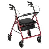 Rollator Rolling Walker with 6" Wheels, Fold Up Removable Back Support and Padded Seat
