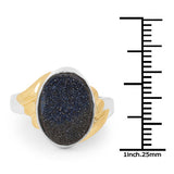 3.25 Carat Genuine Cobalt Blue Drusy .925 Sterling Silver Ring