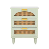 Retro Mid-Century Modern 3 Drawer Bedside Table Nightstand in Mint Green
