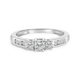 10K White Gold 1/2 Cttw Diamond Three Stone Ring