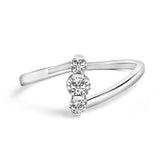 10K White Gold 1/4 Cttw Lab Grown Diamond Vertical Three Stone Ring