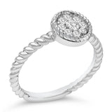 Sterling Silver 1/4 Cttw Diamond Floral Round Braided Ring