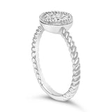 Sterling Silver 1/4 Cttw Diamond Floral Round Braided Ring