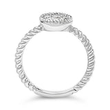 Sterling Silver 1/4 Cttw Diamond Floral Round Braided Ring