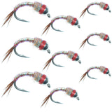 Bead Head Rainbow Warrior Midges -  3 Each of 3 Sizes 14, 16, 18