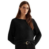 Ralph Lauren Womens Dolman-Sleeve Boatneck Metallic Sweater