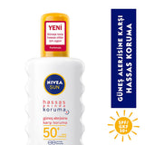 Nivea Sun SPF 50+ Sunscreen Spray for Sensitive Skin: UVA/UVB Protection, Fragrance-Free, Allergy-Friendly, Non-Greasy