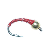 Bead Head Red Zebra Midge Still Water Nymph 6 Flies Hook Size 16