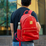 Red Leather Carrier Backpack