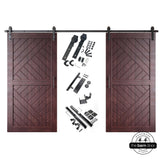 Patterned Double Door Barn Door Kit | Black Barn Door Hardware