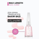 Flormar Max Length Nail Base Coat 000 Transparent for Growth