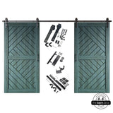 Patterned Double Door Barn Door Kit | Black Barn Door Hardware