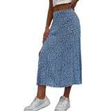 Harajuku Floral Print Long Skirt Vintage High Rise Straight Midi Skirts For Women Summer Skinny Bohemian Split Beach Skirts Y2k