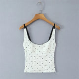 Sexy Polka Dot Camisole For Women Niche Lace Collar Slim-fit Outerwear Suitable For Seaside Vacations Elegant Charming 9B81