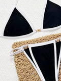 DEKA Brazilian Black White Micro Bikini Biquini Bandeau Padded Thong Swimsuit Women High Cut Bathing Suit Female Solid Monokini