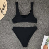 New Sexy Leaves Printed Female Swimsuit High Waist Bikini Women Swimwear Two-Pieces Bikini Set Bather Bathing Suit Swim V1795
