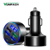 250W LED Car Charger 5 Ports Fast Charge PD QC3.0 USB C Car Phone Charger Type C Adapter in Car For iphone Samsung Huawei Xiaomi