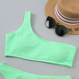 One Shoulder Bikinis 2026 Women Sexy Swimwear Female Brazilian Swimsuit Solid Beachwear Bathers Bathing Swimming Swim Suit