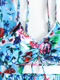 New Sexy 3 Pieces Suit for Women Neck Hanging Bikini Set+Cover-up Swimwear Sunproof Tankini High Waist Shorts Swimsuit Beachwear
