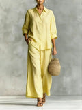 2026 spring and summer women's suit cotton and linen wide-leg pants suit