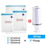 Reusable Vacuum Food Storage Zipper Bags Set Electric Handheld Vacuum Sealer Pump Sous Vide Bags USB Rechargeable BPA Free