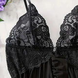 Elegant Transparent Red Lingerie Women's Underwear Sleepwear Lace Nightdress Panty Pijamas Sets Female Babydoll