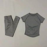 Women's Fitness Sport Crop Top & Yoga Leggings Set - Breathable Athletic Workout Clothing for Gym, Yoga, Running & Daily Exercis